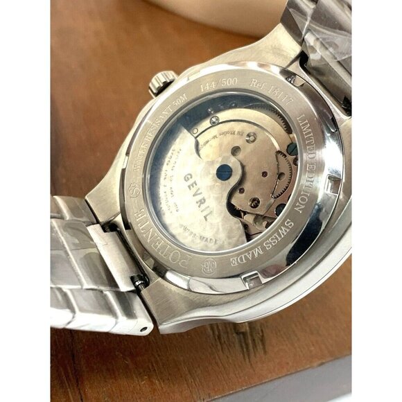 GV2 Gevril Men's Watch 18117B Potente Swiss Automatic Blue Dial Silver Steel - Picture 6 of 14